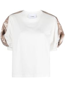 Nude t-shirt à manches bouffantes - Blanc