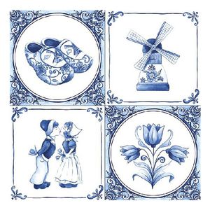 Papieren servetten met Delfts blauw thema print 40 stuks   -