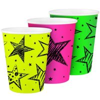 6x stuks verjaardag bekertjes Neon print