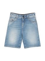 Emporio Armani Kids short en jean à plaque logo - Bleu