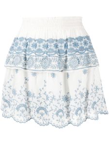 LoveShackFancy minijupe en broderie anglaise - Blanc