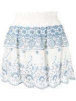 LoveShackFancy minijupe en broderie anglaise - Blanc