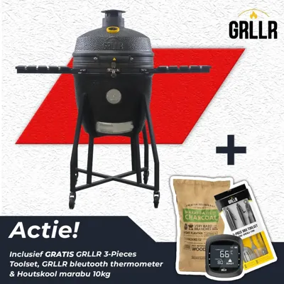 GRLLR Ember Classic 22 Charocal Black Kamado BBQ Mat Zwart GRLLR Ember Classic 22 Charocal Black Kamado BBQ Mat Zwart
