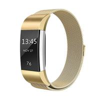By Qubix - Compatible met Fitbit Charge 2 milanese bandje - Maat: Small - Goud - Compatible fitbit bandje