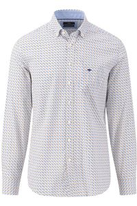 Fynch-Hatton Casual Fit Overhemd blauw/geel, Motief