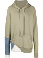 Greg Lauren hoodie superposé à lien de resserrage - Vert - thumbnail