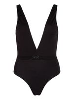 Karl Lagerfeld maillot de bain métallisé à col v - Noir - thumbnail