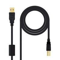 NanoCable 10.01.1205 USB 2.0 kabel voor printers met ferriet type A/M-B/M, stekker op stekker, zwart, 5 m