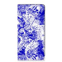 Mobiel BookCase Samsung Galaxy A21s Angel Skull Blauw