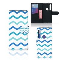 Motorola One Action Telefoon Hoesje Zigzag Blauw - thumbnail