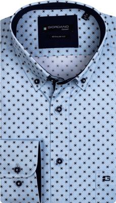 Giordano Heren Overhemd Blauw Zwarte Print Button Down Regular Fit Giordano Heren Overhemd Blauw Zwarte Print Button Down Regular Fit