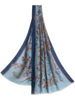 ETRO écharpe frangée à imprimé cachemire - Bleu