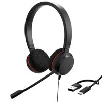 Jabra Evolve 20 Stereo Headset – Unified Communication Certified Hoofdtelefoon voor VoIP Softphone met Passieve Ruisonderdrukking – USB-C/A – Zwart