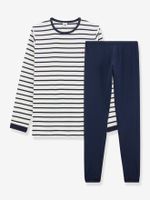 Gestreepte pyjama jongen PETIT BATEAU ecru - thumbnail