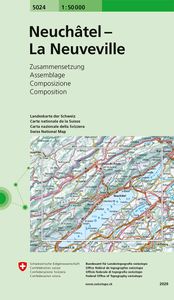 Wandelkaart - Topografische kaart 5024 Neuchâtel - Les Verrières - La