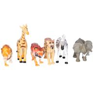 Speelgoed safari dieren speelfiguren - set 6x stuks - kunststof - tussen 8-10 cm - mix van dieren   - - thumbnail