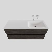 Badkamermeubel Solid Surface BWS Oslo 120x46 cm Rechts Wood Dark Brown 4 Laden (0 kraangaten) - thumbnail