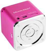 MusicMan, 3531 MINI Musicman PINK, Con Cable, Mini Soundstation (MP3-speler, stereo luidspreker, line-in-functie, SD/microSD-kaartsleuf) roze
