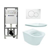 Praya Vesta Toiletset - rimless - 52cm - UP320 reservoir - flatline - softclose - quickrelease - bedieningsplaat - wit 0701131/0700518/sw95748/sw96079/ - thumbnail