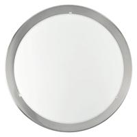 EGLO Planet Plafondlamp, moderne plafondlamp met 1 lichtpunt, woonkamerlamp van metaal en gesatineerd glas, keukenlamp in mat nikkel, wit, hal lamp plafond met E27-fitting