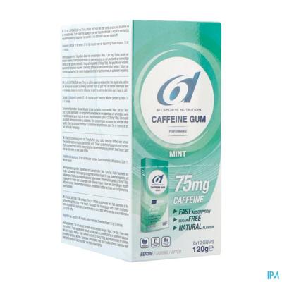 6d Sports Caffeine 75mg Gum Mint 60x2g