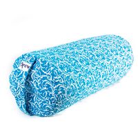 Yoga Bolster Turquoise Rond Katoen - Floral Print - 59 x 21,5 cm - thumbnail