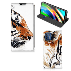 Bookcase Motorola Moto G9 Plus Watercolor Tiger