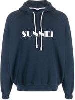 Sunnei hoodie en coton à logo imprimé - Bleu