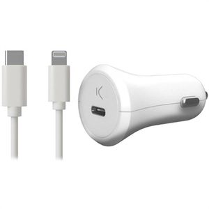 Ksix Power Delivery USB Type-C autolader met Lightning-kabel - 18W