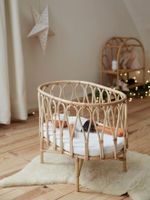 Rotan bed voor babypop beige - thumbnail