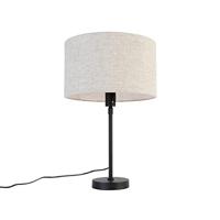 QAZQA - Design Tafellamp zwart verstelbaar met kap lichtgrijs 35 cm - Parte | Woonkamer | Slaapkamer | Keuken - Staal Rond - E27 Geschikt voor LED - Max. 1 x 60 Watt