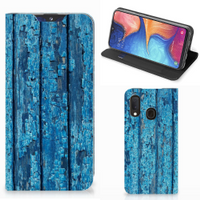 Samsung Galaxy A20e Book Wallet Case Wood Blue - thumbnail