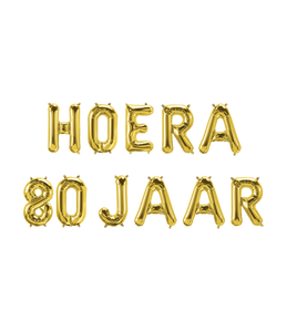 Set Folie Ballonnen - Hoera 80 Jaar Goud