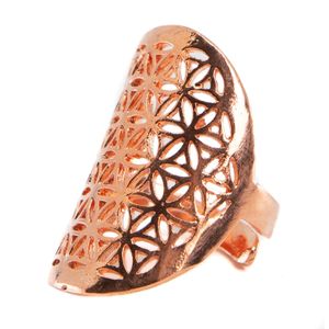 Verstelbare Ring Flower of Life Roze Goudkleur (30 mm)