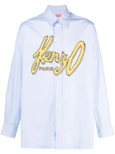 Kenzo chemise rayée en coton à logo imprimé - Bleu