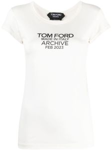 TOM FORD t-shirt en soie à logo imprimé - Blanc