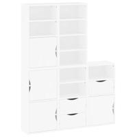 vidaXL Bijzetkasten 5 st 40x24x79 cm massief grenenhout wit, kast, opbergkast, dressoirkast, dressoir, buffet, keukenopbergkast, gangkast