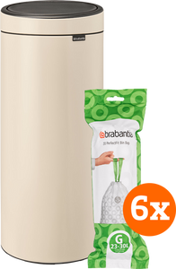 Brabantia Touch Bin 30 Liter Soft Beige + Vuilniszakken (120)