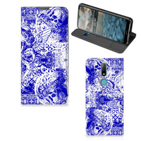 Mobiel BookCase Nokia 2.4 Angel Skull Blauw - thumbnail