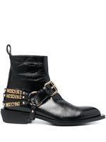 Moschino bottines en cuir à plaque logo - Noir