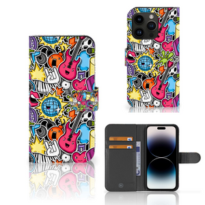 iPhone 15 Pro Wallet Case met Pasjes Punk Rock