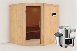 Karibu | Lilja Sauna | Antracietglas | Biokachel 3,6 kW Externe Bediening