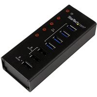 StarTech.com 4 poorten USB 3.0 hub plus 3 oplaadaansluitingen (2 x 1 A & 1 x 2 A) - metalen behuizing voor wandmontage - USB-hub met laadpoorten