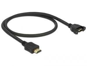 Delock 85463 HDMI-kabel HDMI Verlengkabel HDMI-A-stekker, HDMI-A-bus 0.50 m Zwart Vergulde steekcontacten