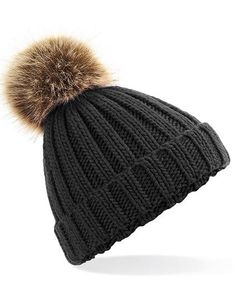 Beechfield CB412b Junior Faux Fur Pom Pom Chunky Beanie