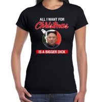 Kim Jong-un All I want for Christmas fout Kerstshirt zwart voor dames - thumbnail