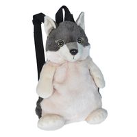 Pluche knuffel wolf kinder rugzak/rugtas 33 cm schooltas   - - thumbnail