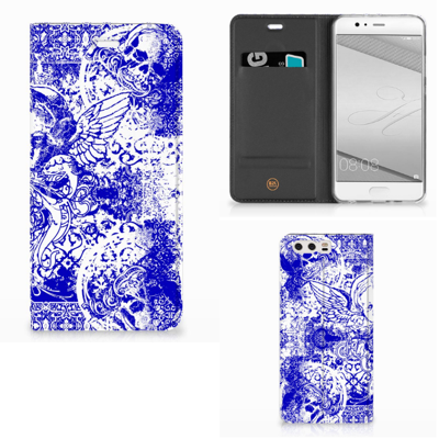 Mobiel BookCase Huawei P10 Plus Angel Skull Blauw Mobiel BookCase Huawei P10 Plus Angel Skull Blauw
