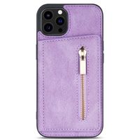 iPhone 11 hoesje - Backcover - Pasjeshouder - Portemonnee - Rits - Kunstleer - Paars