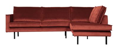 BePureHome Hoekbank 'Rodeo' Rechts, Velvet, kleur Chestnut